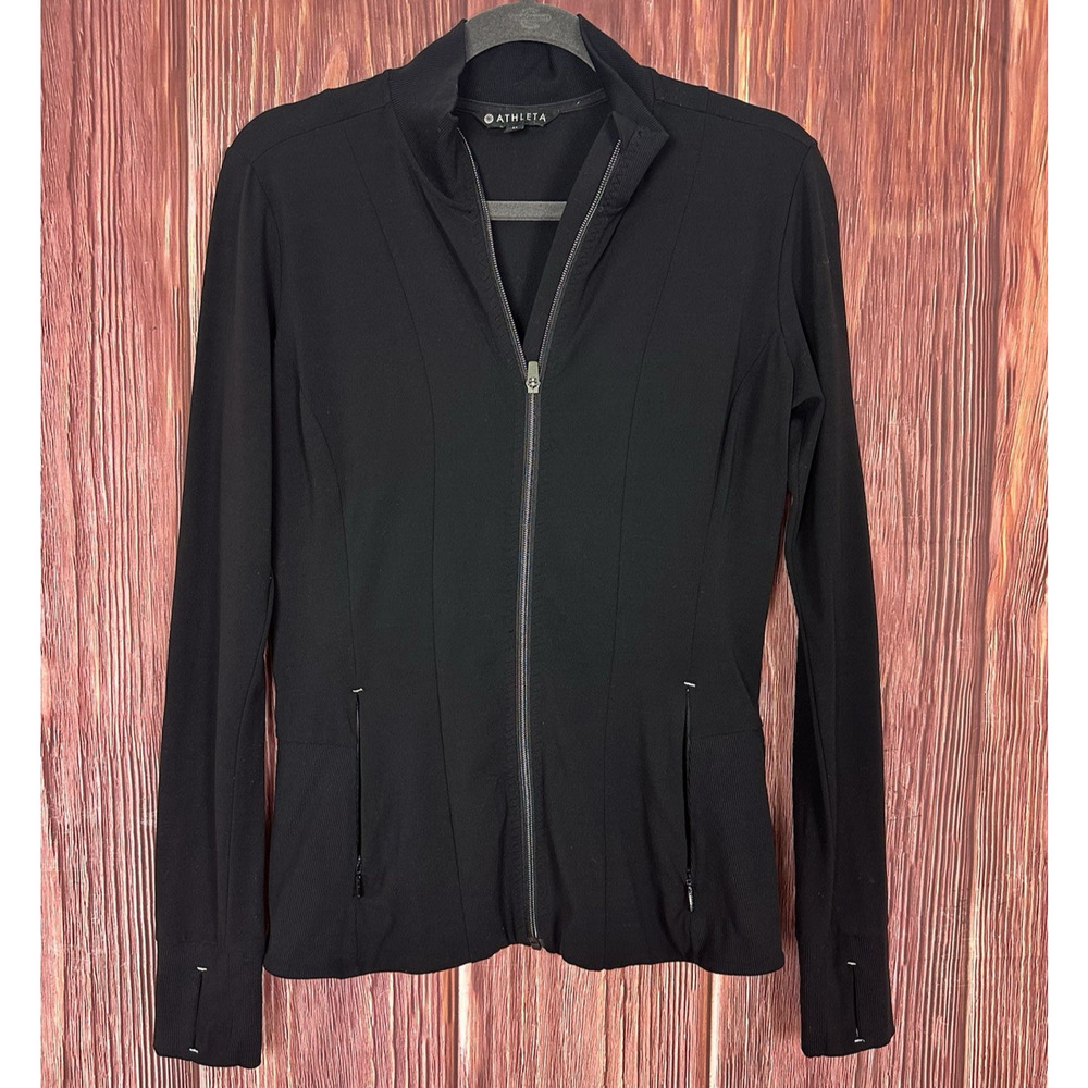 Athleta Full Zip Jacket Workout Running Black Womens Size Medium M